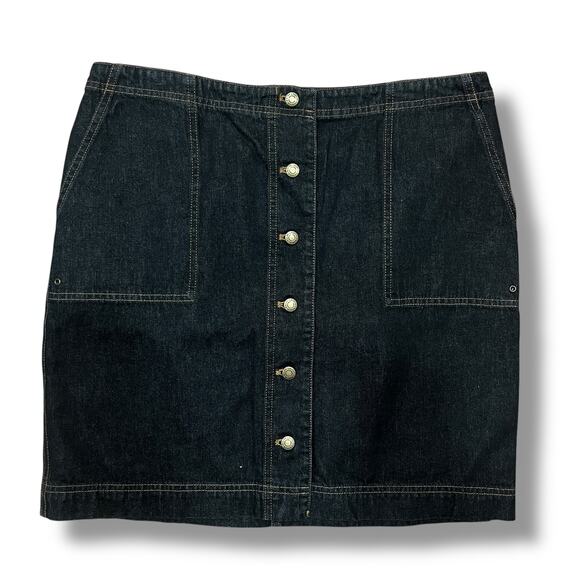 Ralph Lauren Dresses & Skirts - Ralph Lauren Denim Short Skirt Sz 12 Button Front Cargo Pockets Dark Wash A-Line